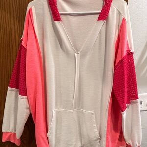 BiBi V-Neck Sweater in Pink and Cream